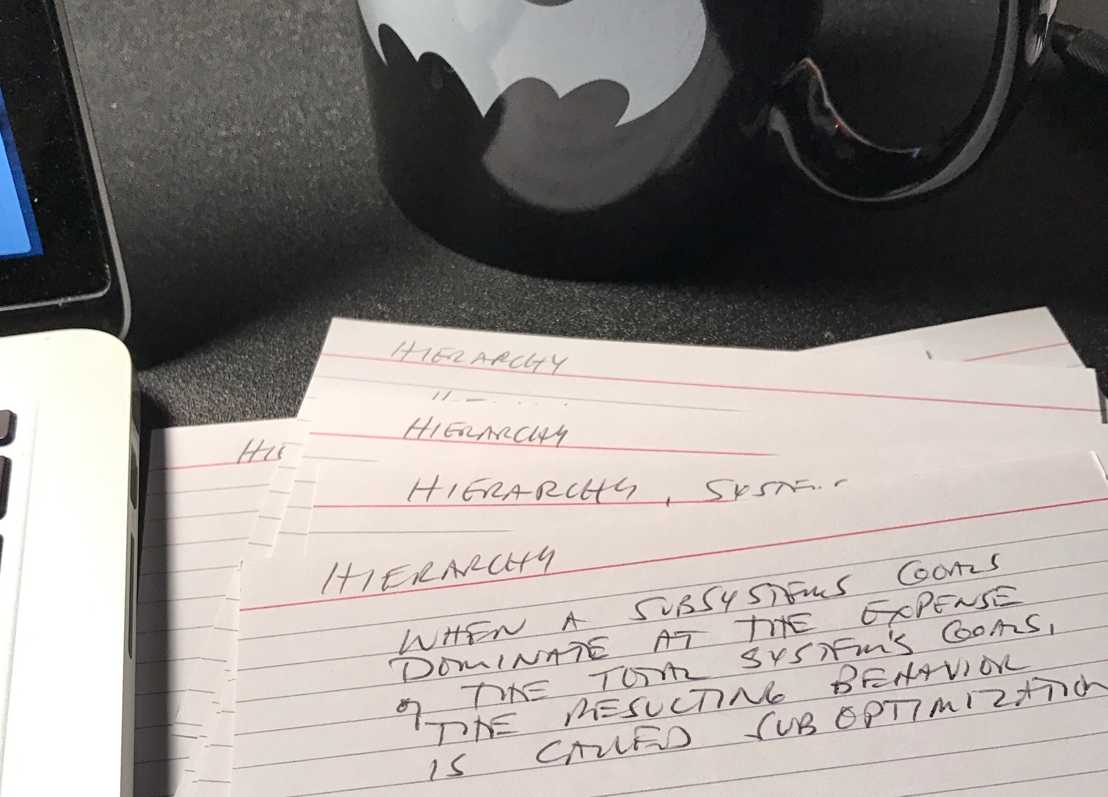 Note Cards:  Hierarchies and Why Breathing Wins